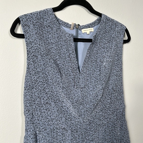 Rebecca Taylor Blue Silk V-neck Relaxed Fit Midi Dress size 6 - Picture 4 of 15